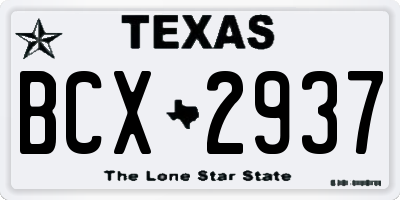 TX license plate BCX2937