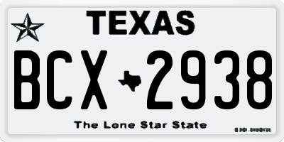 TX license plate BCX2938
