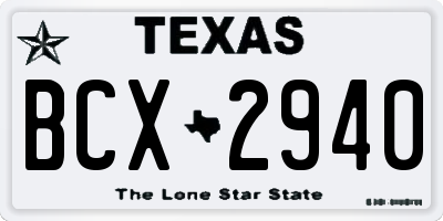 TX license plate BCX2940