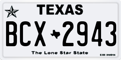 TX license plate BCX2943