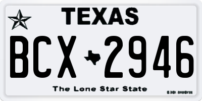 TX license plate BCX2946