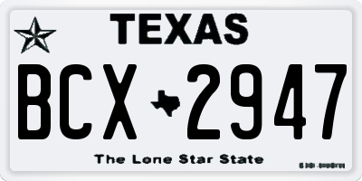 TX license plate BCX2947
