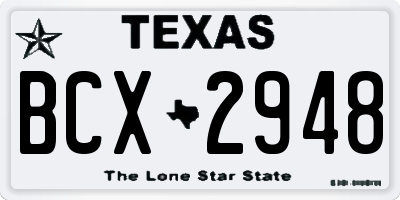 TX license plate BCX2948