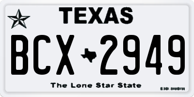 TX license plate BCX2949