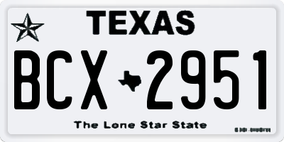 TX license plate BCX2951