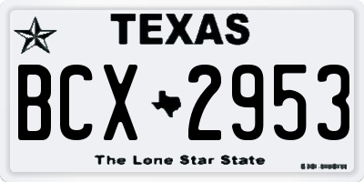 TX license plate BCX2953