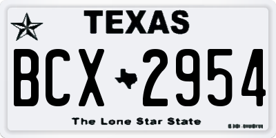 TX license plate BCX2954