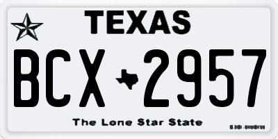 TX license plate BCX2957