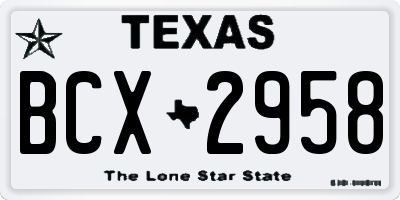 TX license plate BCX2958