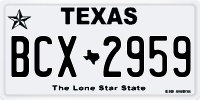 TX license plate BCX2959