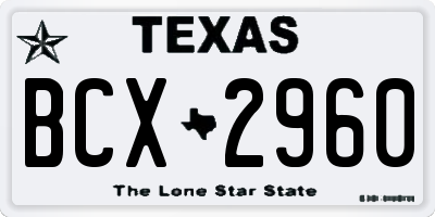 TX license plate BCX2960