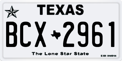 TX license plate BCX2961