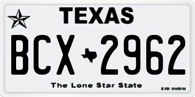 TX license plate BCX2962