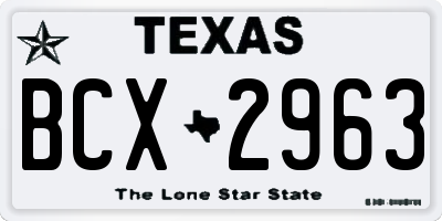 TX license plate BCX2963
