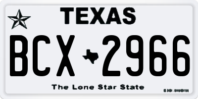 TX license plate BCX2966