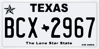 TX license plate BCX2967
