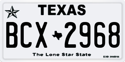 TX license plate BCX2968