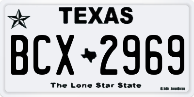 TX license plate BCX2969