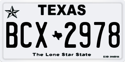 TX license plate BCX2978