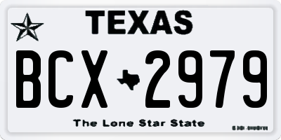 TX license plate BCX2979