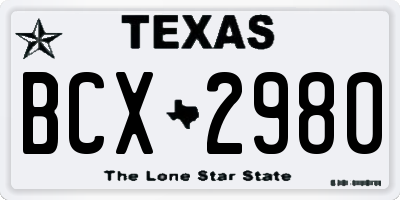 TX license plate BCX2980
