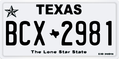 TX license plate BCX2981