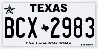 TX license plate BCX2983