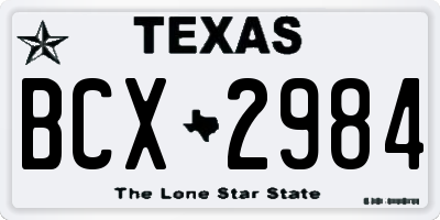 TX license plate BCX2984