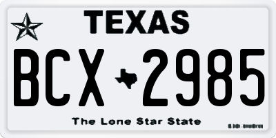 TX license plate BCX2985