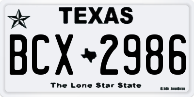 TX license plate BCX2986
