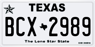 TX license plate BCX2989