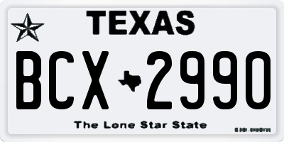 TX license plate BCX2990