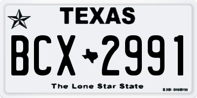 TX license plate BCX2991