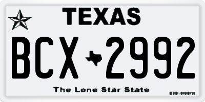 TX license plate BCX2992