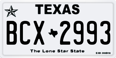 TX license plate BCX2993