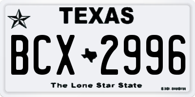 TX license plate BCX2996