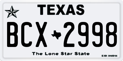 TX license plate BCX2998