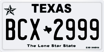 TX license plate BCX2999