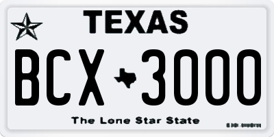 TX license plate BCX3000