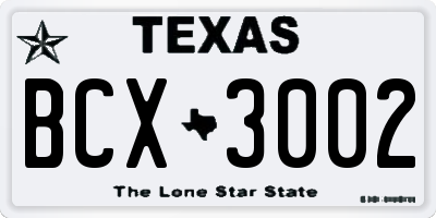 TX license plate BCX3002