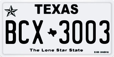TX license plate BCX3003