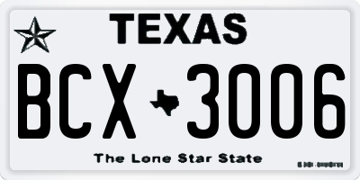 TX license plate BCX3006