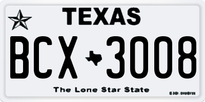 TX license plate BCX3008