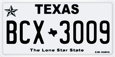 TX license plate BCX3009