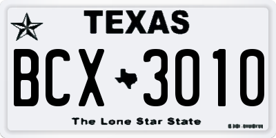 TX license plate BCX3010