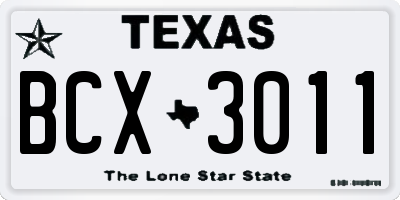 TX license plate BCX3011