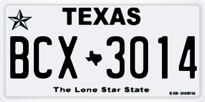 TX license plate BCX3014