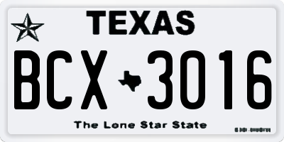 TX license plate BCX3016