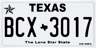 TX license plate BCX3017