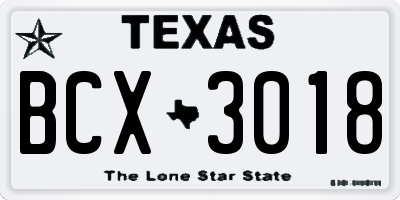 TX license plate BCX3018